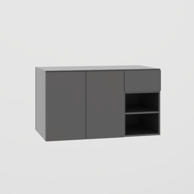 Suspended Vanity, 2 doors, 1 drawer and niches - Eurolaminate
