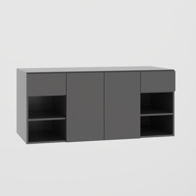 Suspended 2 door Vanity sink with 2 drawers and niches - Eurolaminate