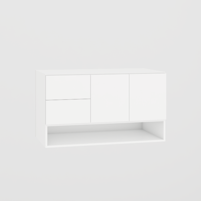 Suspended 2 door Vanity sink with 2 drawers and bottom niche - Eurolaminate