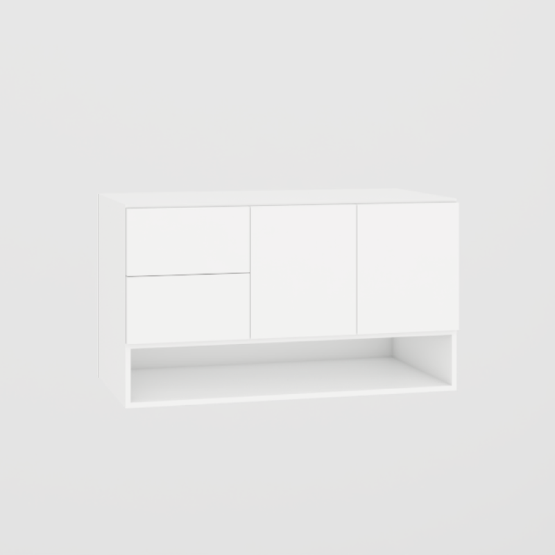 Suspended 2 door Vanity sink with 2 drawers and bottom niche - Eurolaminate