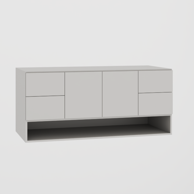 Suspended 2 door Vanity sink centered with 4 drawers and bottom niche - Eurolaminate