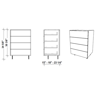 Bottom 4 Drawers - Storage Unit