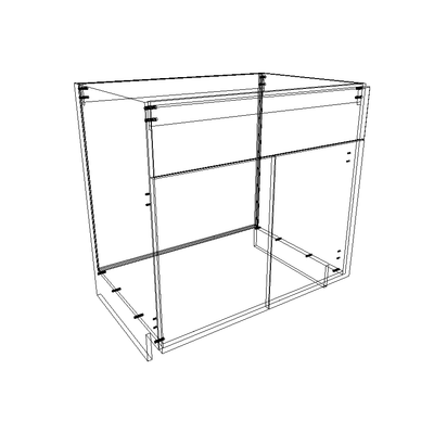 Bottom 2 doors for sink and 1 false drawer with S.O.S basket system - Kitchen - Eurolaminate