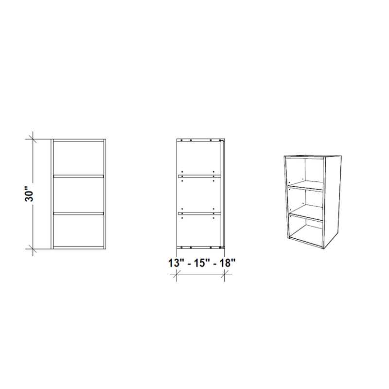 Upper open shelf - 30" Height -  Storage unit