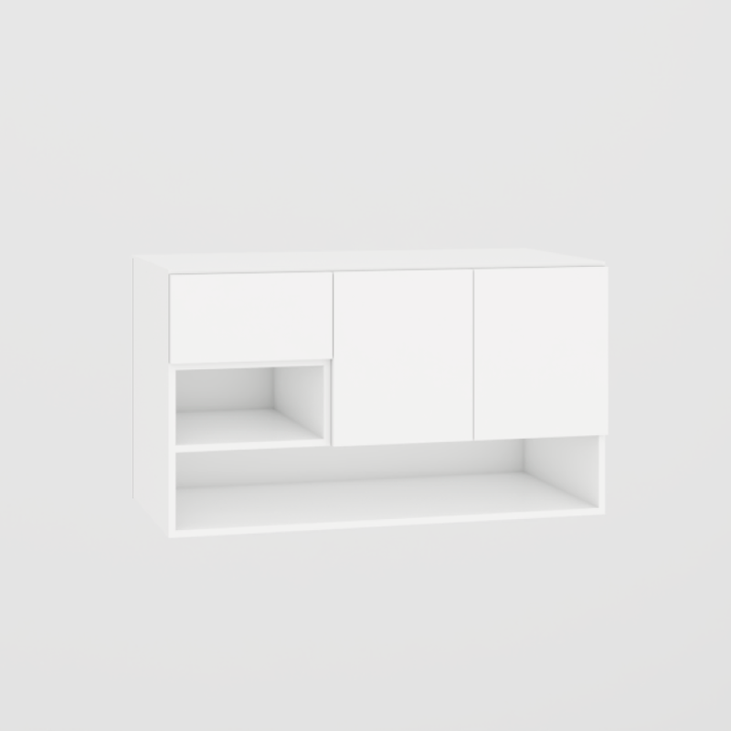 Suspended 2 door Vanity sink with 1 drawer and niches - Eurolaminate