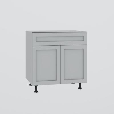Bottom 2 doors for sink and 1 false drawer with S.O.S basket system - Kitchen - Thermoplastic door