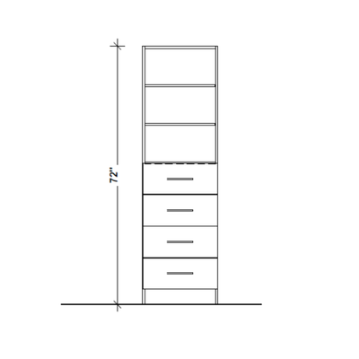 Tall closet cabinet with 4 drawers