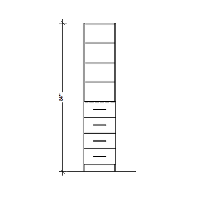 Tall closet cabinet with 4 drawers